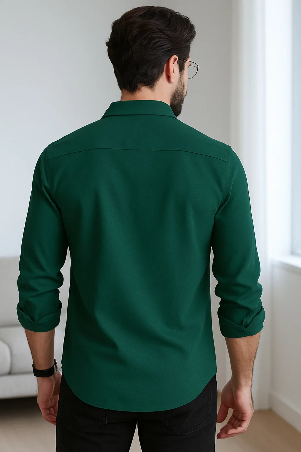 Men's Green Color Premium Full Sleeve Shirt