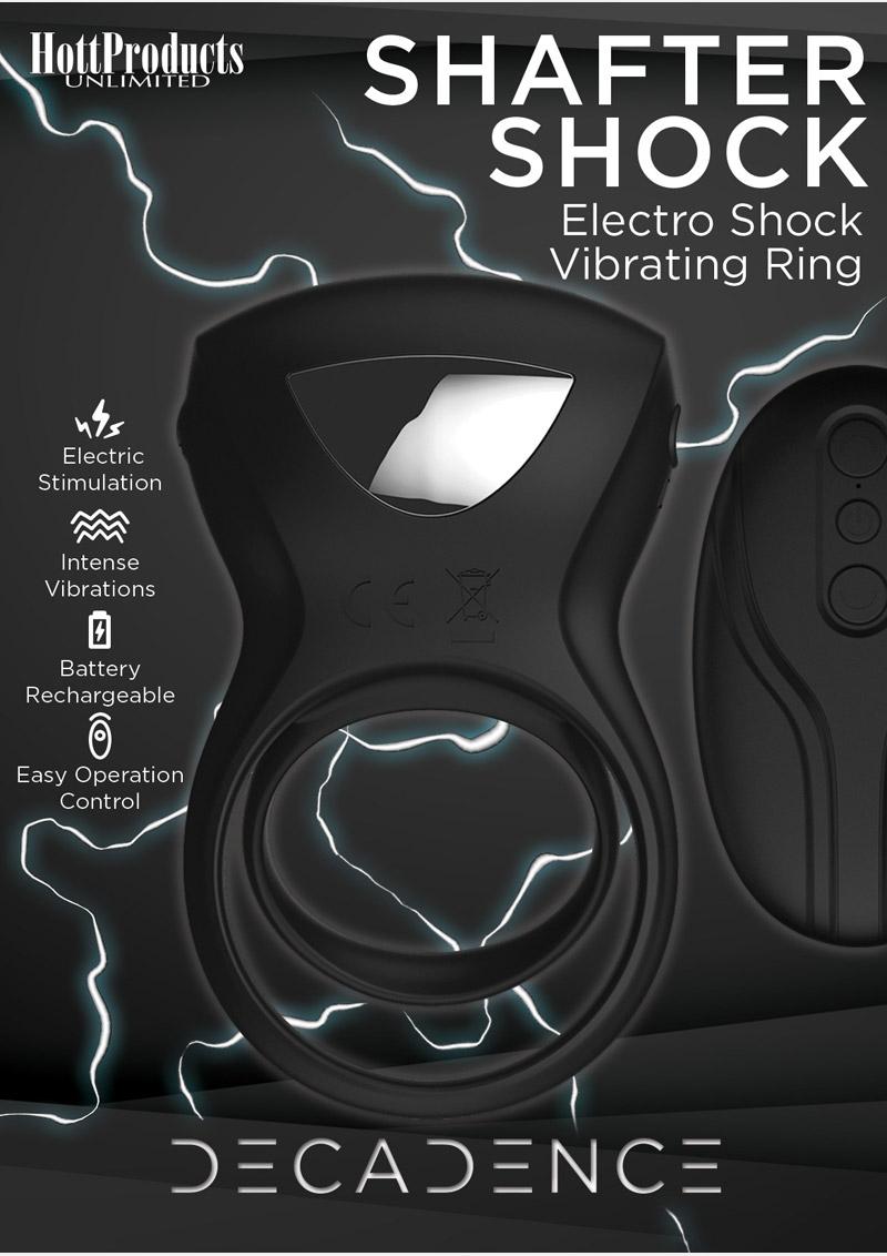 Decadence Shafter Shock Silicone Electro Shock Cock Ring with Remote Control