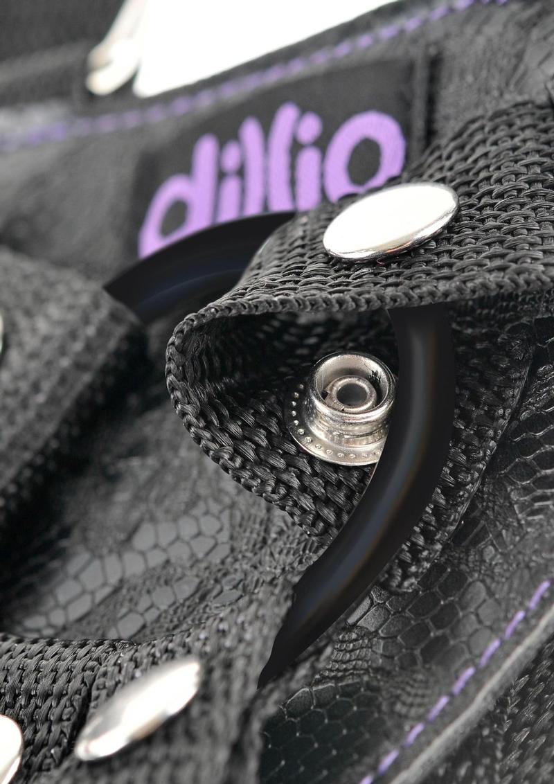 Dillio Strap-On Suspender Harness Set Black with Silicone Dildo
