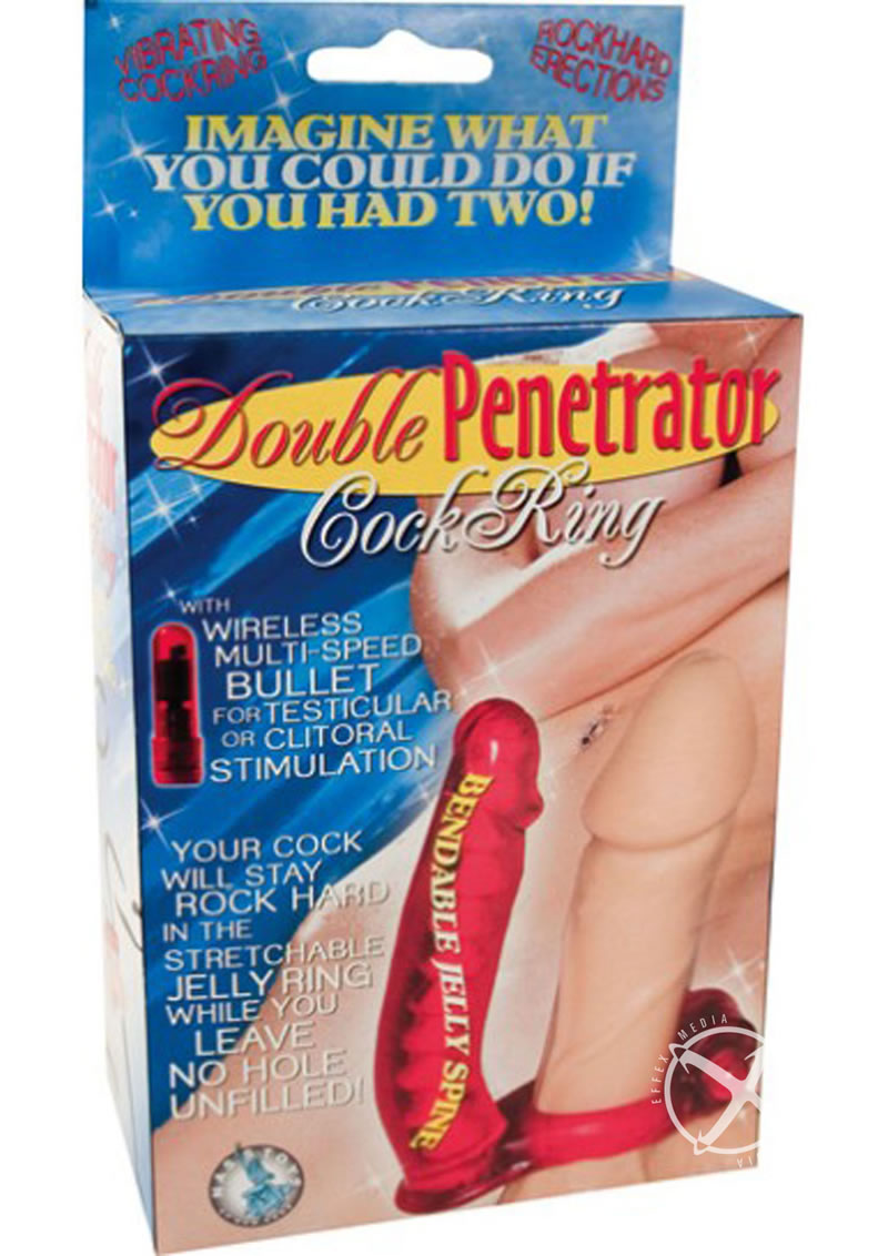 Double Penetrator Vibrating Cock Ring with Bendable Dildo