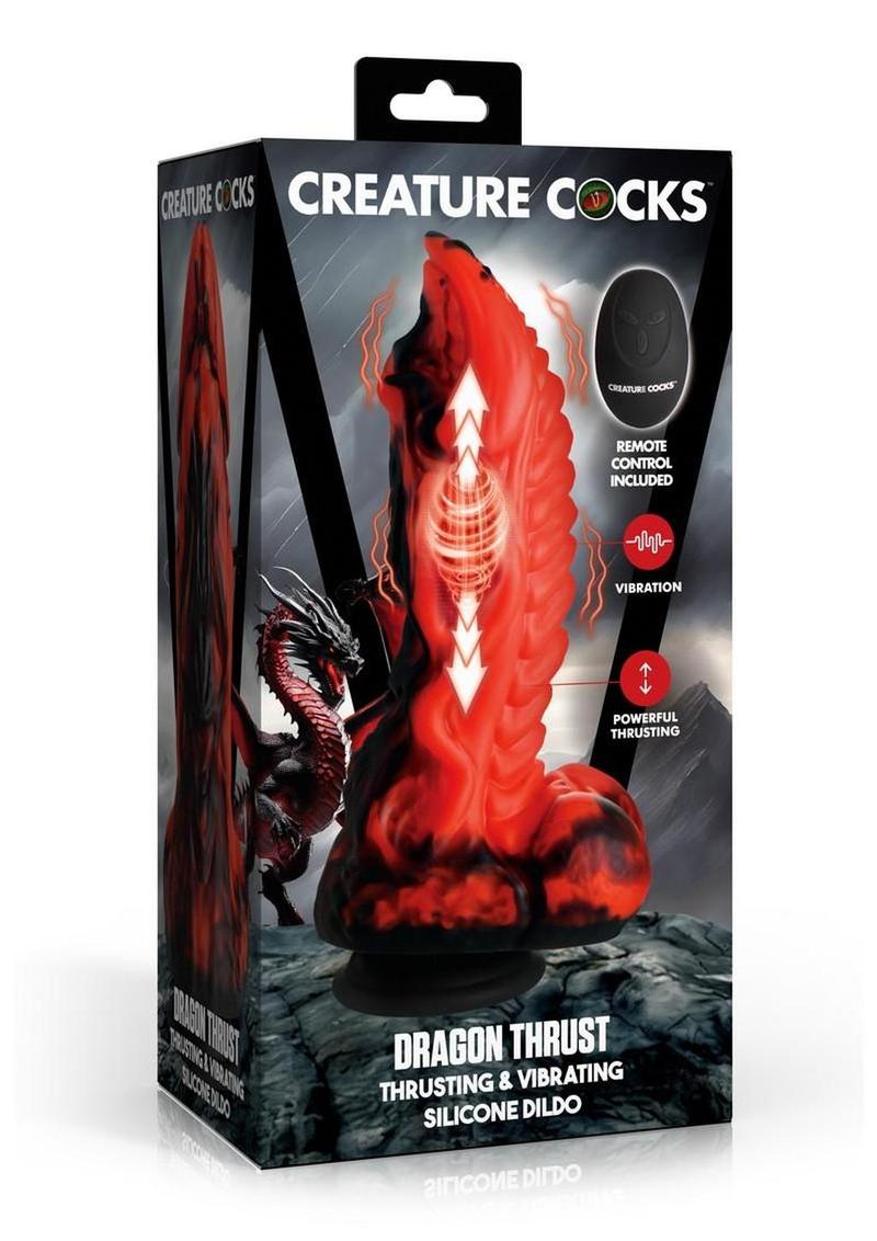 Dragon Thrust Rechargeable Silicone Thrusting and Vibrating Dildo
