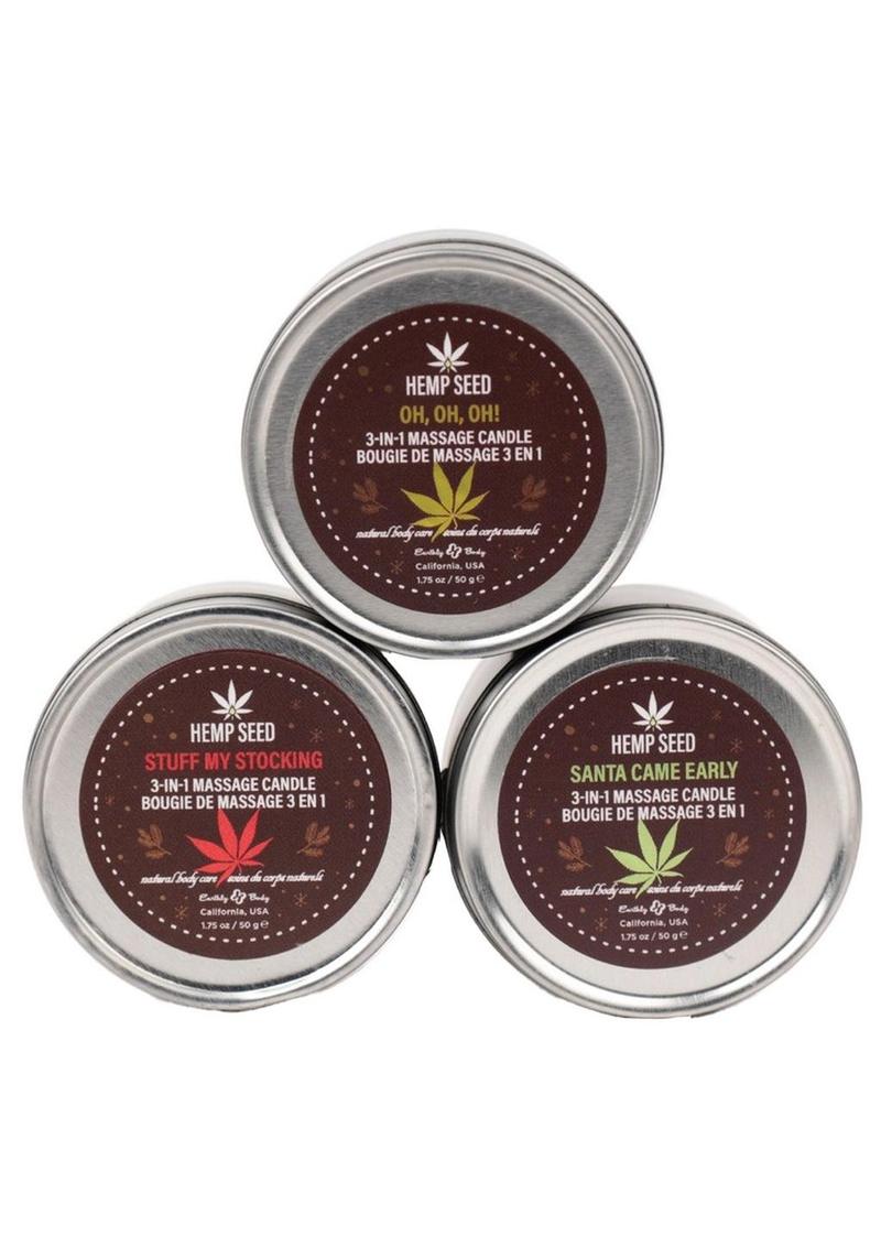 Earthly Body 2024 Hemp Seed 3 In 1 Holiday Xmas Candle Trio
