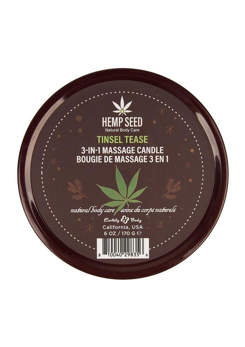 Earthly Body Hemp Seed 3 In 1 Massage Candle - Tinsel Tease