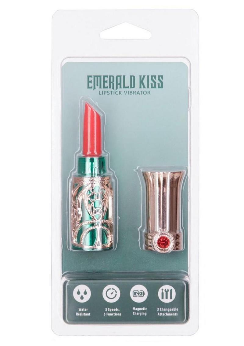 Emerald Kiss Lipstick Rechargeable Silicone Clitoral Stimulator
