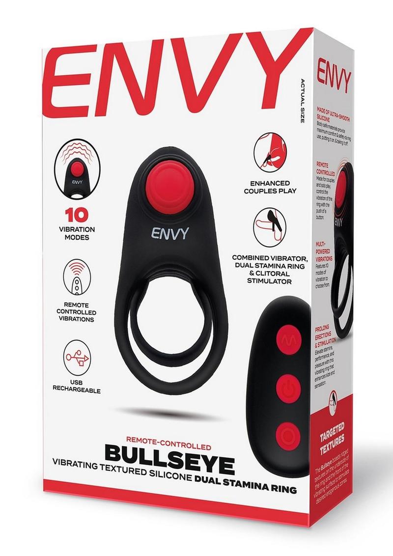 Envy Toys Bullseye Remote Vibrating Rechargeable Silicone Dual Stamina Ring