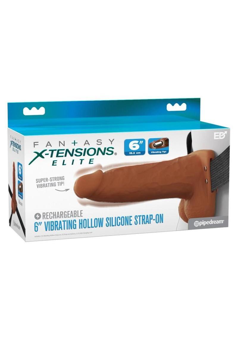 Fantasy X-Tensions Elite Vibrating Rechargeable Silicone Dual Density Hollow Strap-On