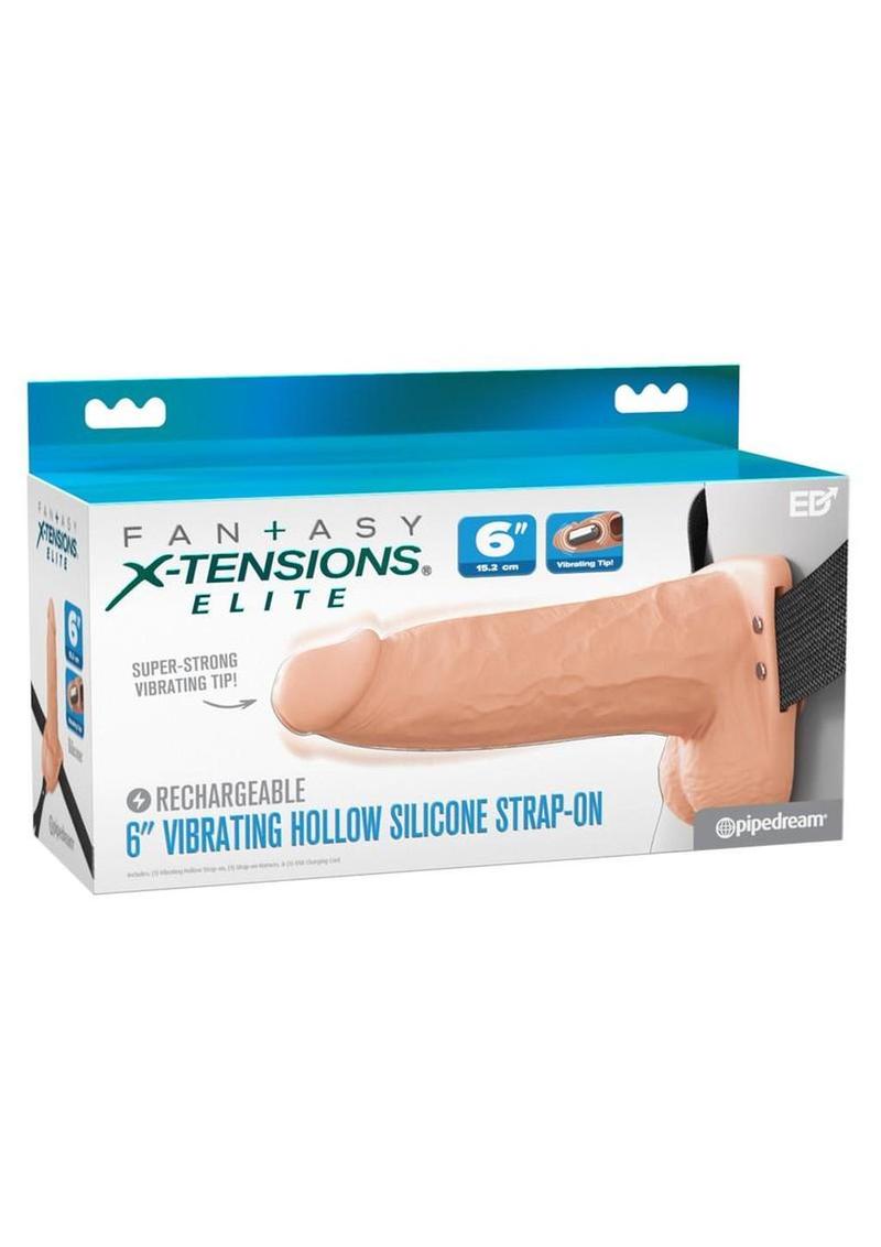 Fantasy X-Tensions Elite Vibrating Rechargeable Silicone Dual Density Hollow Strap-On