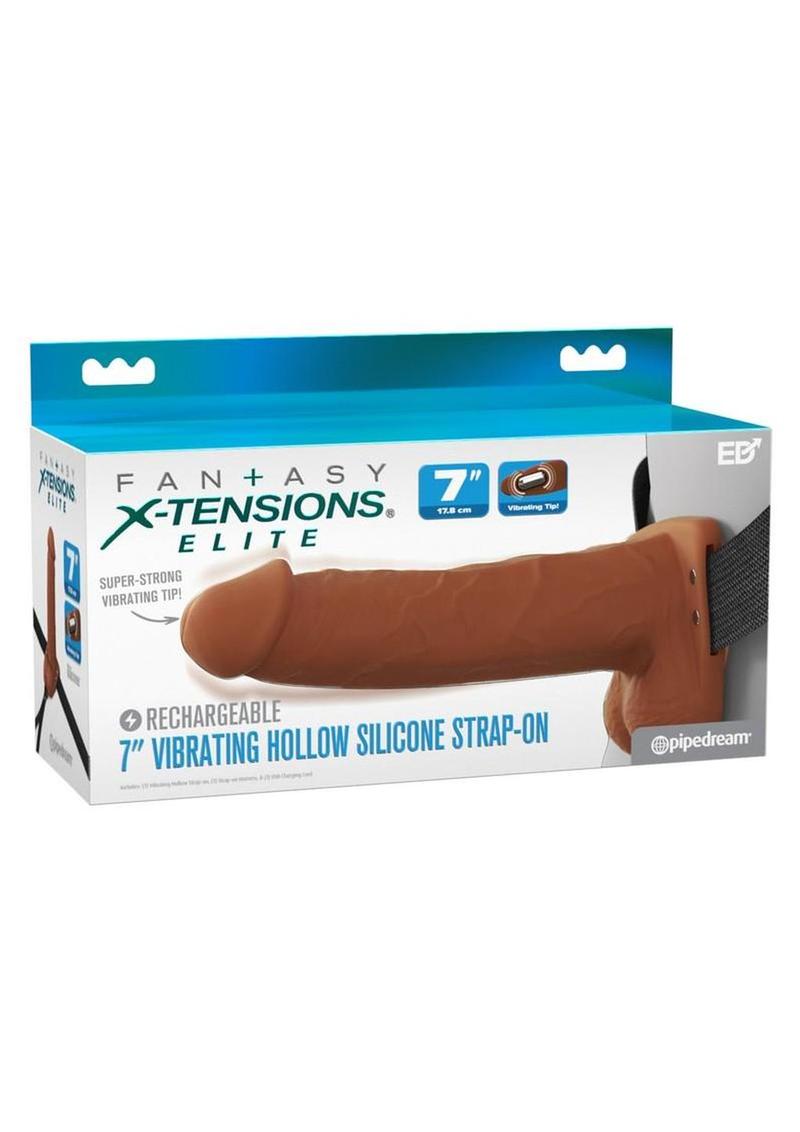 Fantasy X-Tensions Elite Vibrating Rechargeable Silicone Dual Density Hollow Strap-On