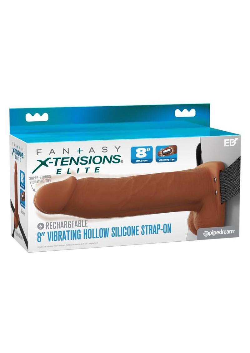 Fantasy X-Tensions Elite Vibrating Rechargeable Silicone Dual Density Hollow Strap-On