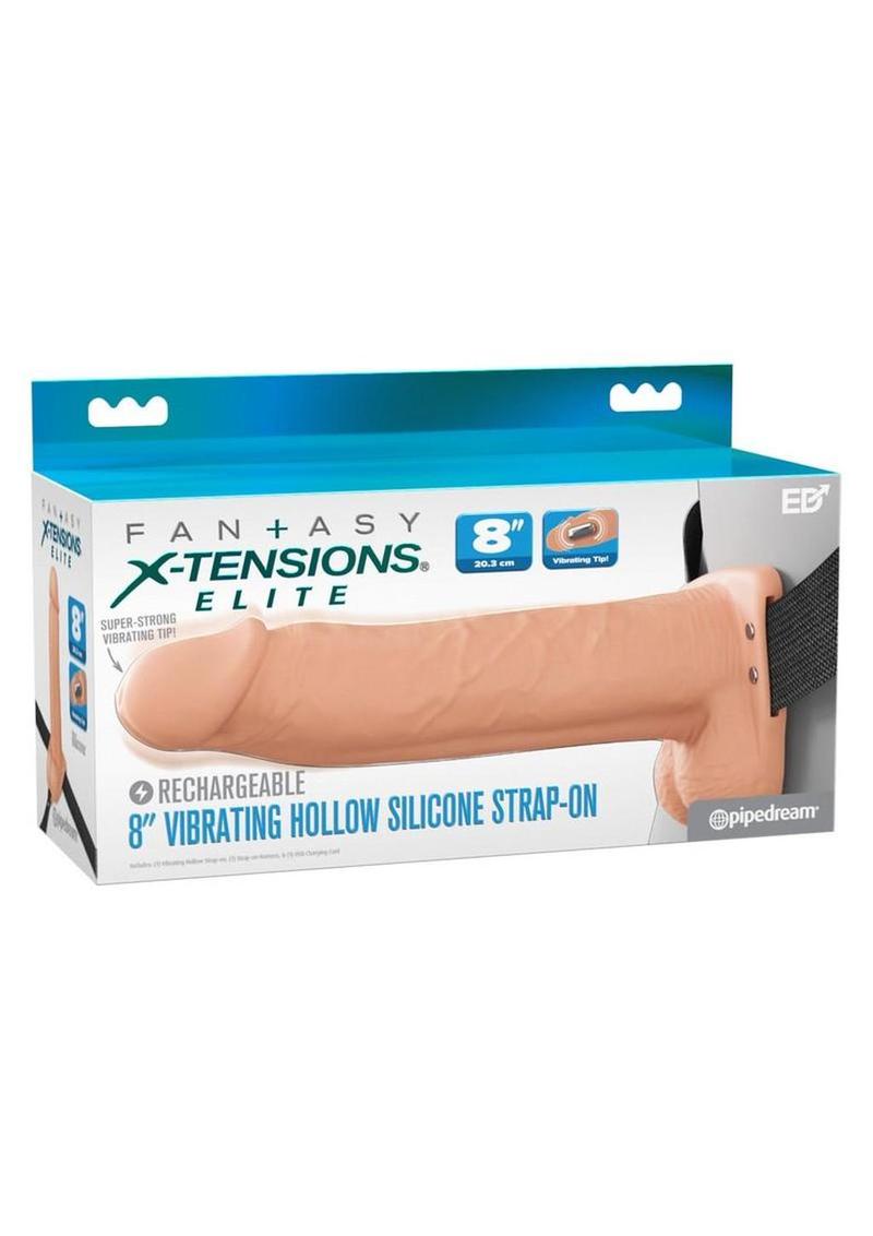 Fantasy X-Tensions Elite Vibrating Rechargeable Silicone Dual Density Hollow Strap-On
