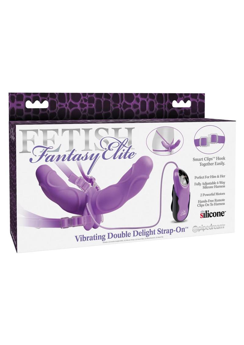 Fetish Fantasy Elite Vibrating Double Delight Strap-On Silicone Waterproof