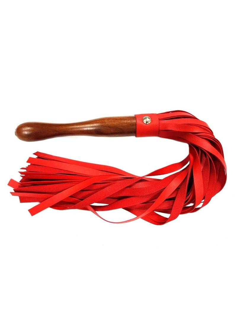 Fetish Play Wooden Handle Flogger Vegan Leather