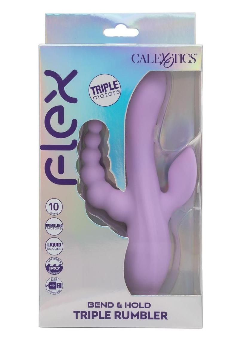 Flex Bend and Hold Triple Rumbler Rechargeable Silicone Vibrator