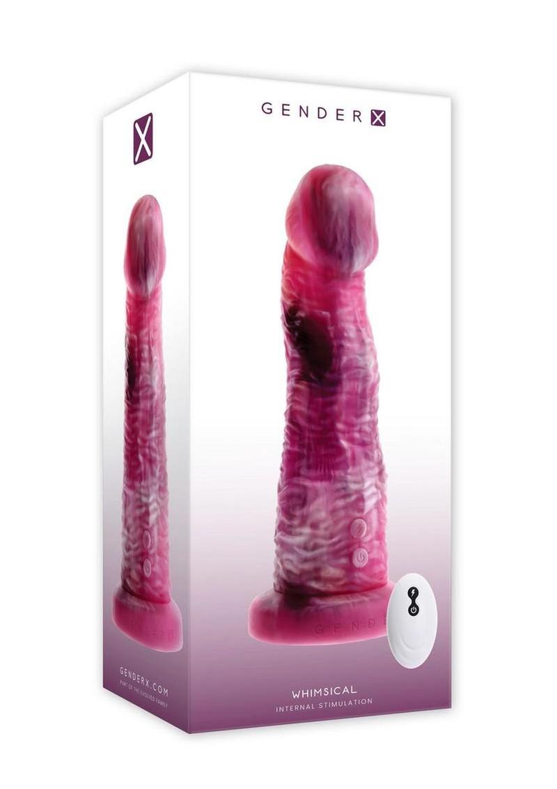 Gender X Whimsical Rechargeable Silicone Vibrating Dildo with Remote Control