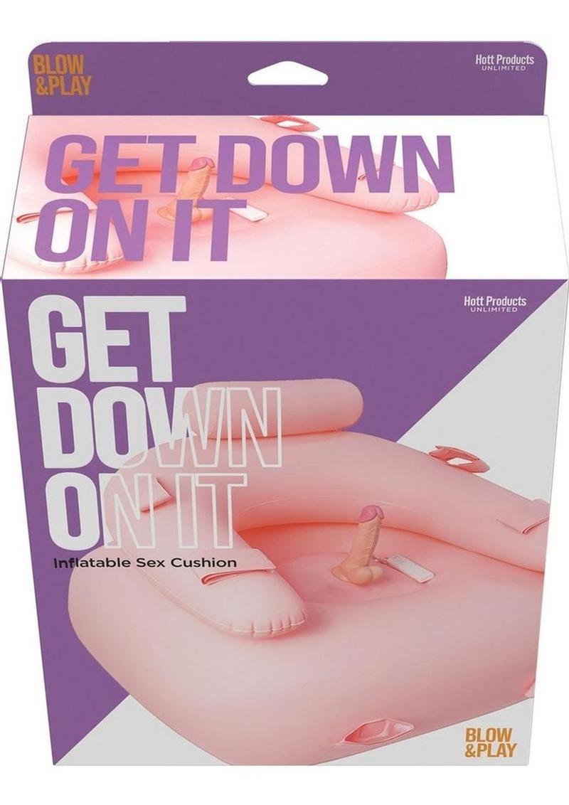 Get Down On It Inflatable Cushion with Wire Controller Vibrating Silicone Dildo Plus Wrist N Leg Straps