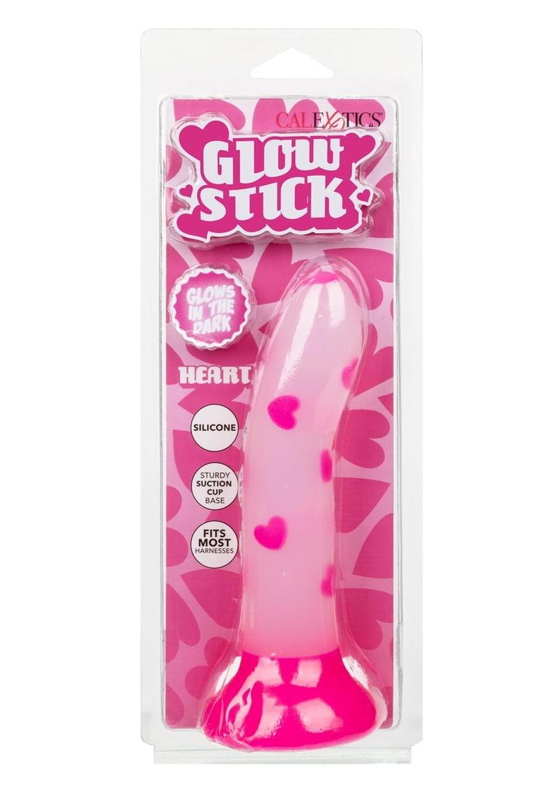 Glow Stick Heart Silicone Glow In The Dark Dildo with Suction Base