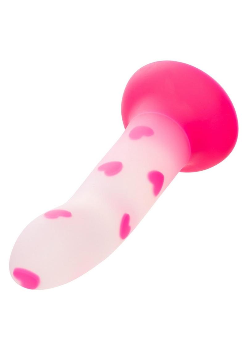 Glow Stick Heart Silicone Glow In The Dark Dildo with Suction Base