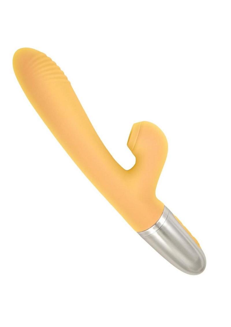 Goddess Tapping Thruster Rechargeable Silicone Vibrator with Clitoral Stimulator