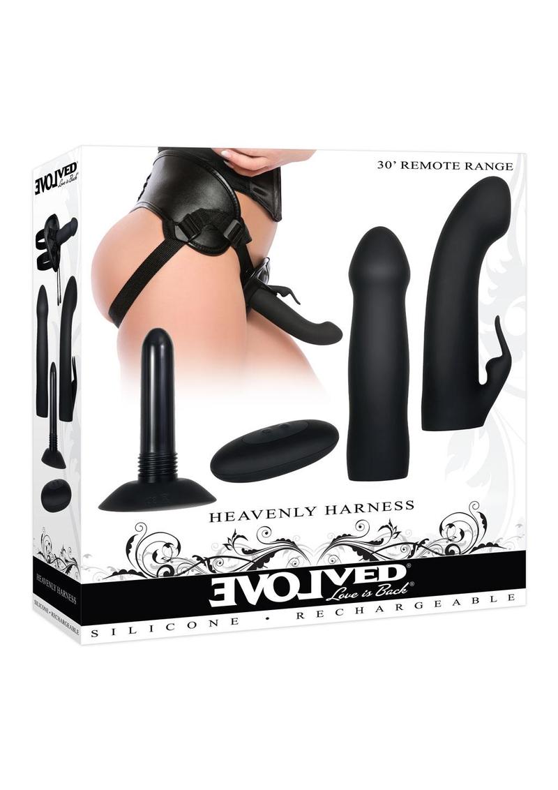 Heavenly Harness Kit Rechargeable Silicone Vibrator with Remote Control