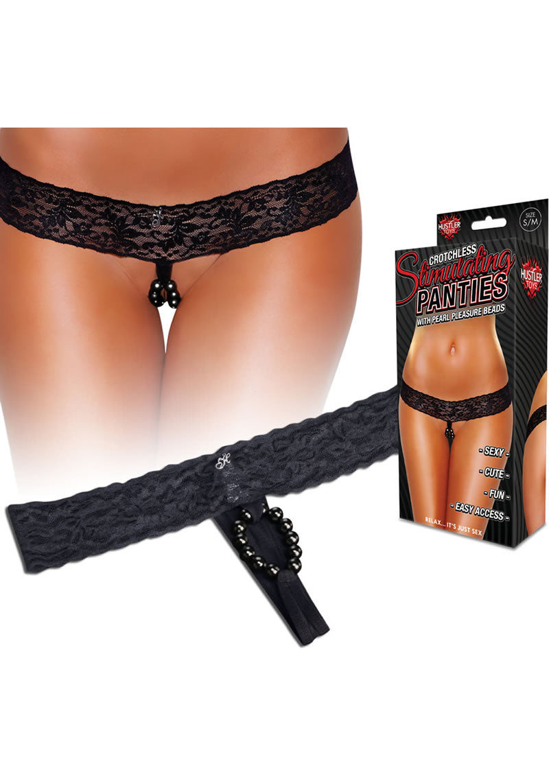Hustler Toys Crotchless Stimulating Panties with Pearl Pleasure Beads