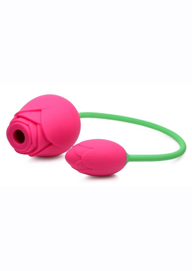 Inmi Bloomgasm Rose Duet 15x Silicone Rechargeable Vibrating and Sucking Clit Stimulator
