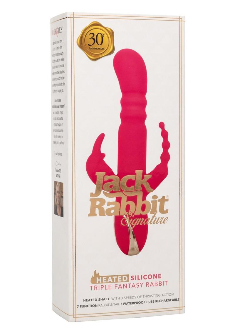 Jack Rabbit Signature Heated Rechargeable Silicone Triple Fantasy Rabbit Vibrator