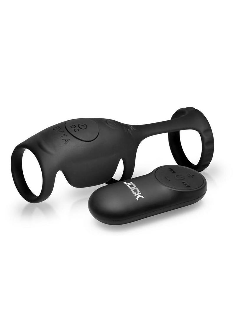 Jock Blitz Vibrating Penis Sleeve Rechargeable Silicone Cock Ring with Remote Control