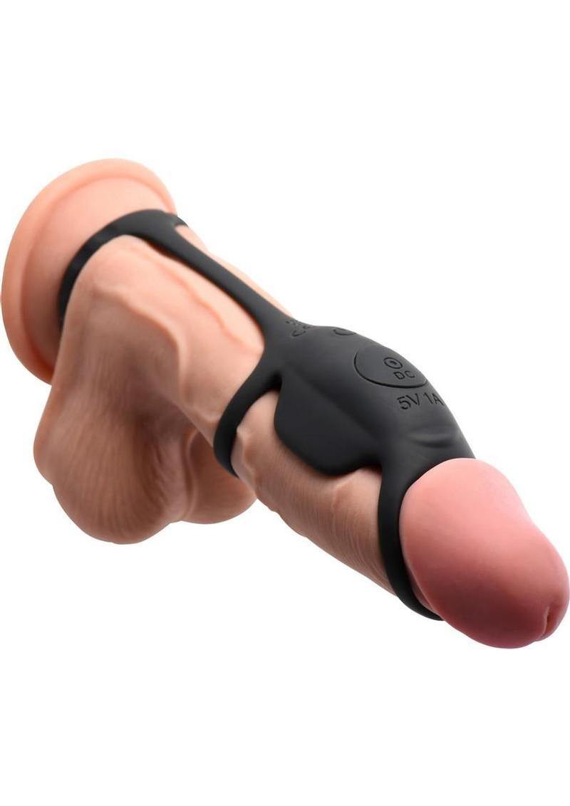 Jock Blitz Vibrating Penis Sleeve Rechargeable Silicone Cock Ring with Remote Control