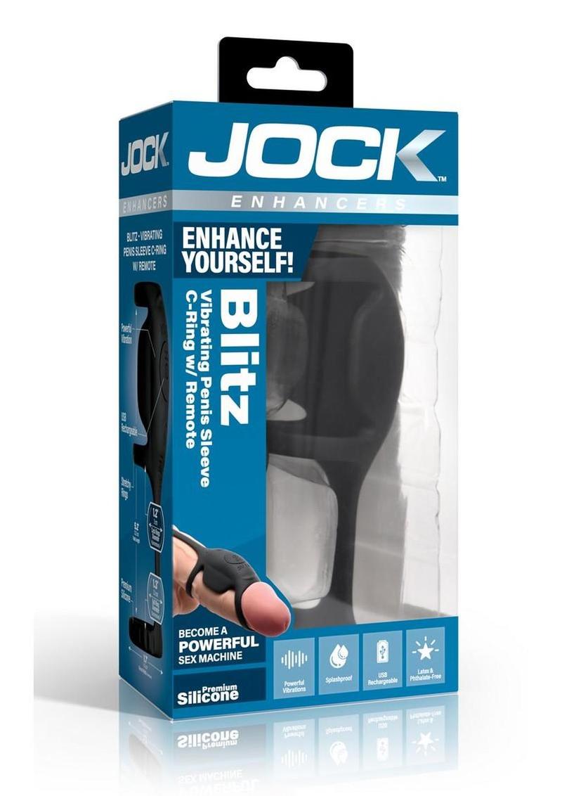 Jock Blitz Vibrating Penis Sleeve Rechargeable Silicone Cock Ring with Remote Control
