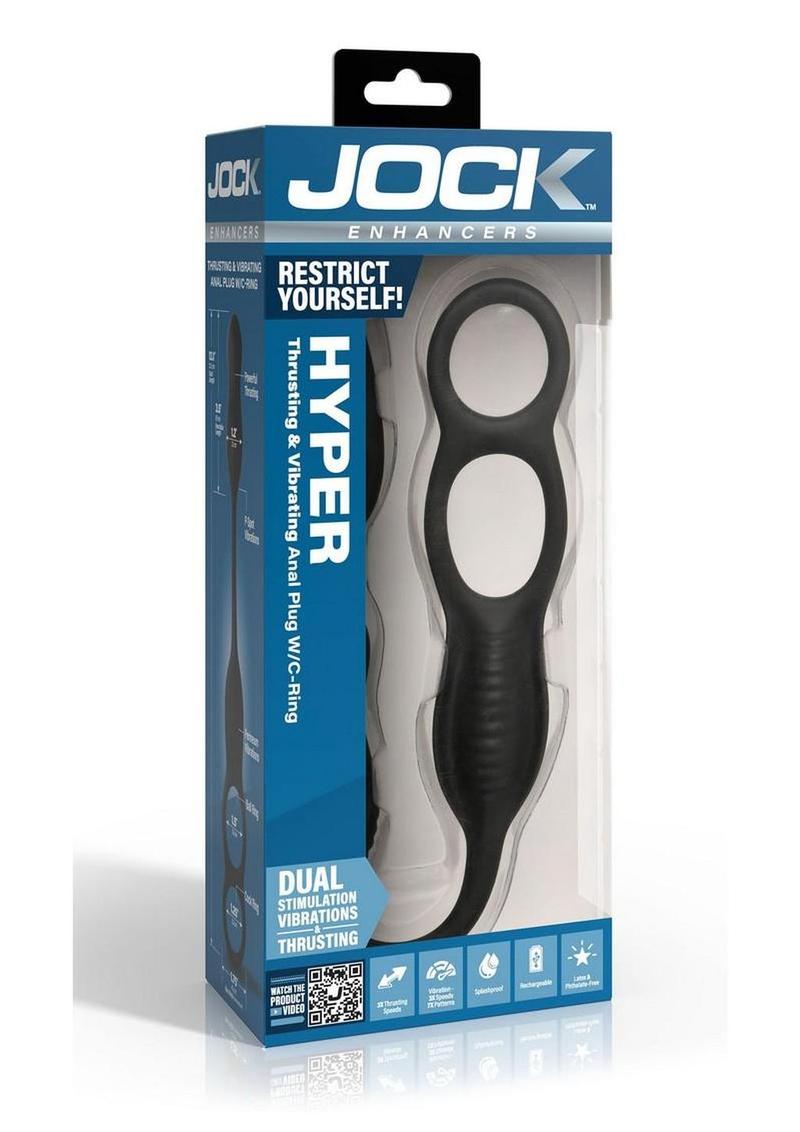 Jock Hyper Thrusting and Vibrating Rechargeable Silicone Anal Plug with C-Ring