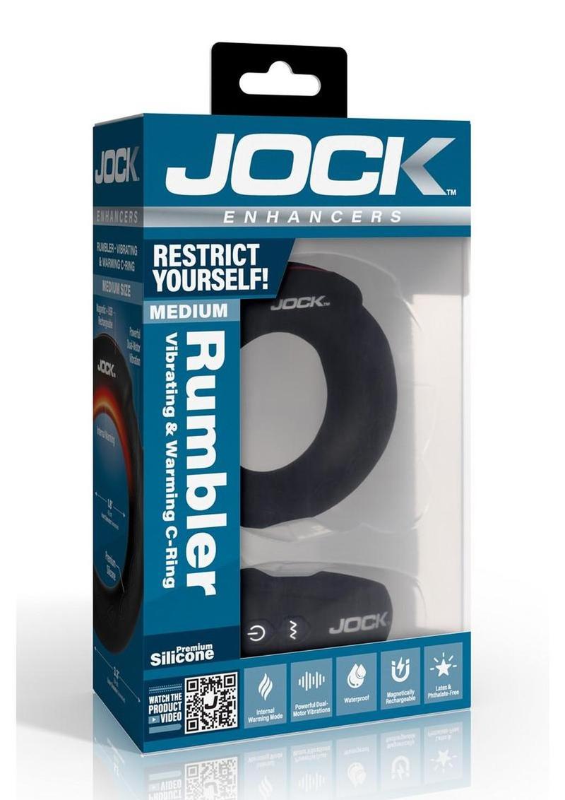 Jock Rumbler Vibrating and Warming Rechargeable Silicone C-Ring 1.8in with Remote