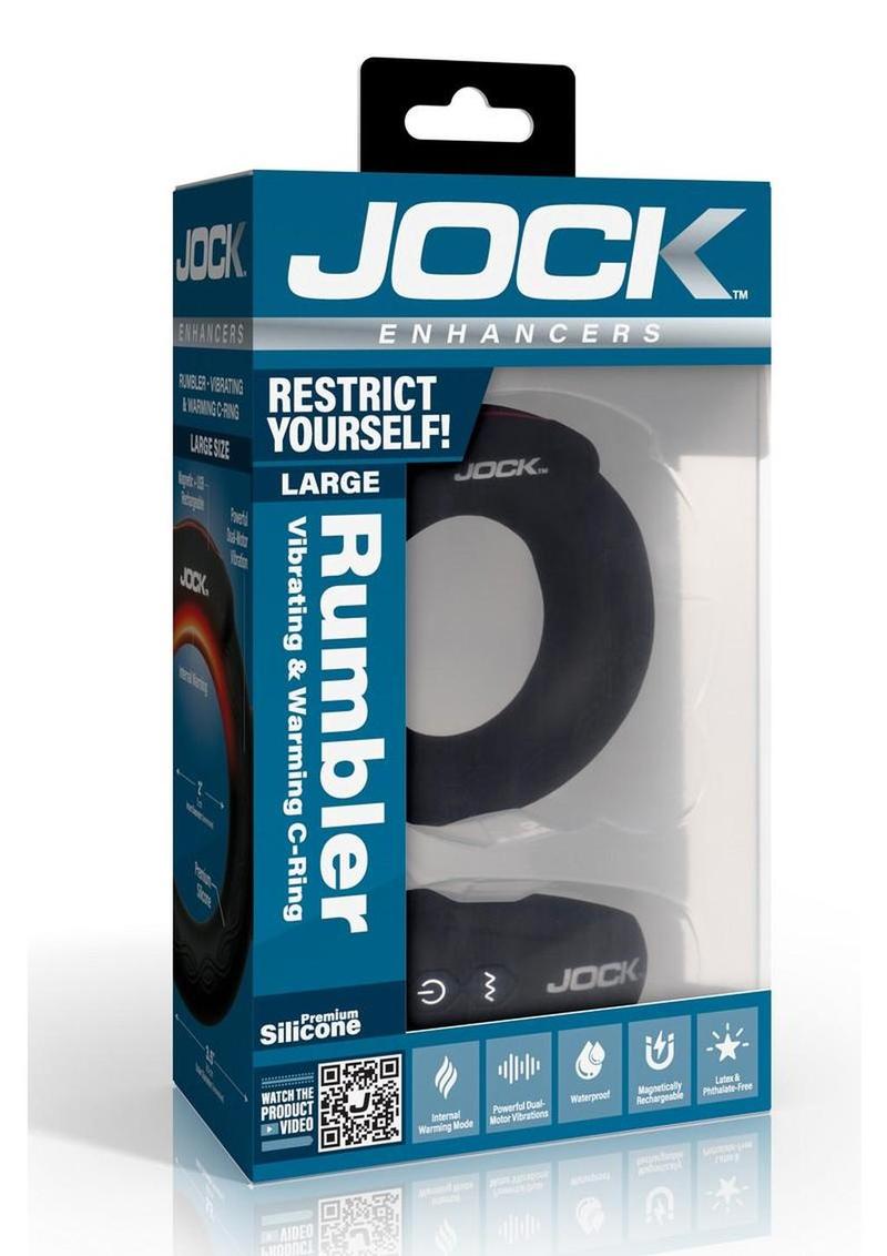 Jock Rumbler Vibrating and Warming Rechargeable Silicone C-Ring 2in with Remote