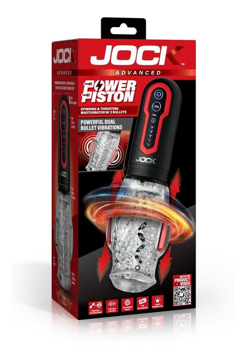 Jock Spinning and Thrusting Rechargeable Masturbator with 2 Bullets