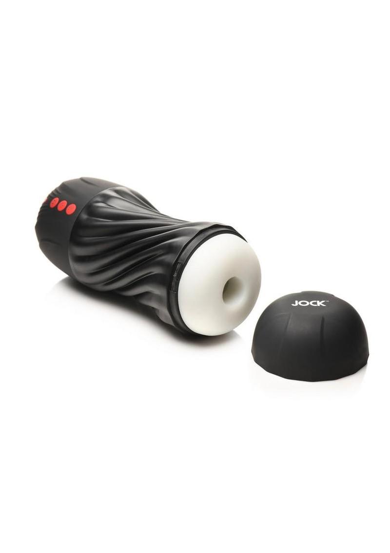 Jock Sucking and Vibrating Rechargeable Masturbator