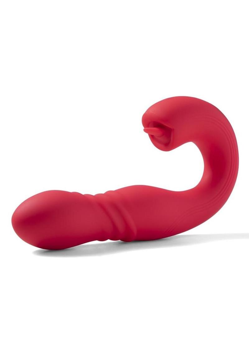 Joi Thrust 2 Pressure Sensing App Controlled Thrusting G-Spot Silicone Rechargeable Vibrator and Tongue Clit Licker