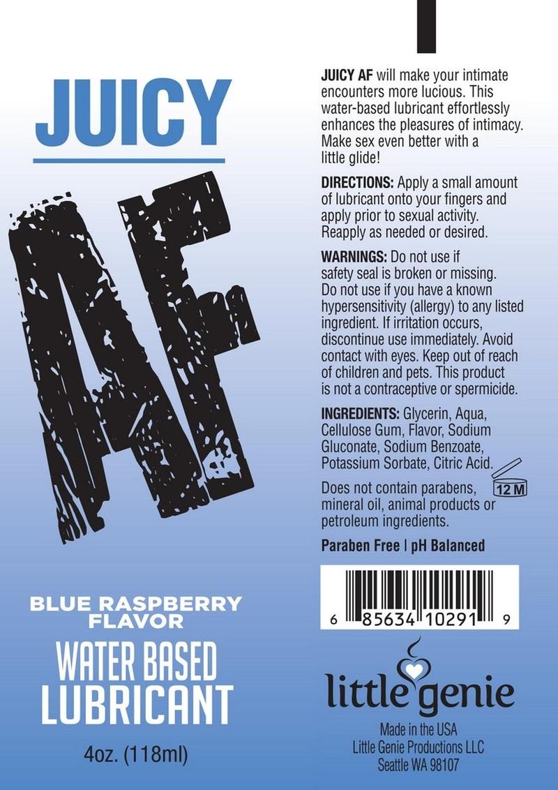 Juicy AF Water Based Flavored Lubricant Blue Raspberry