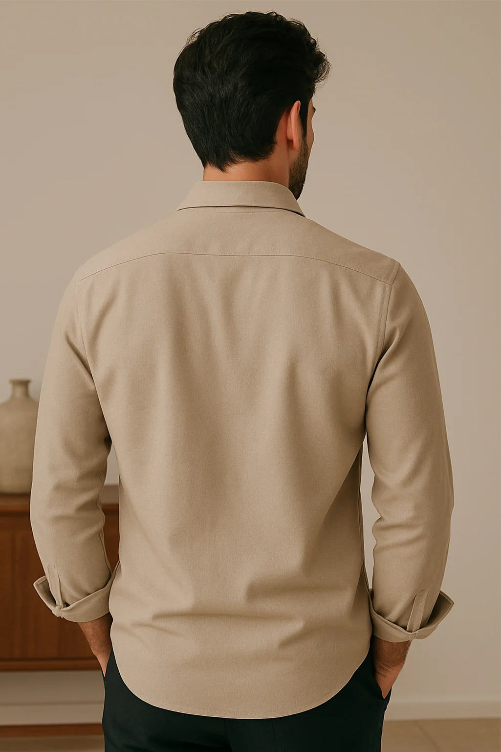 Men's Khaki Color Premium Full Sleeve Shirt