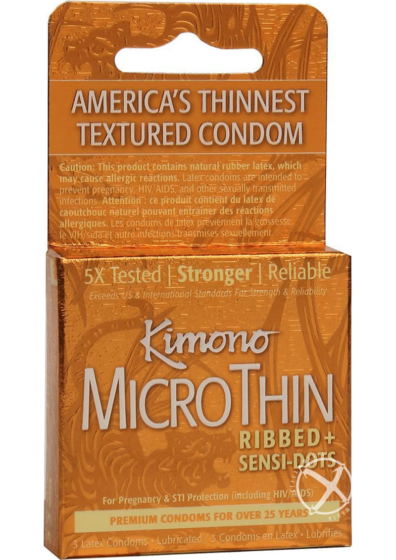 Kimono Microthin Condoms Ribbed Plus Sensi Dots