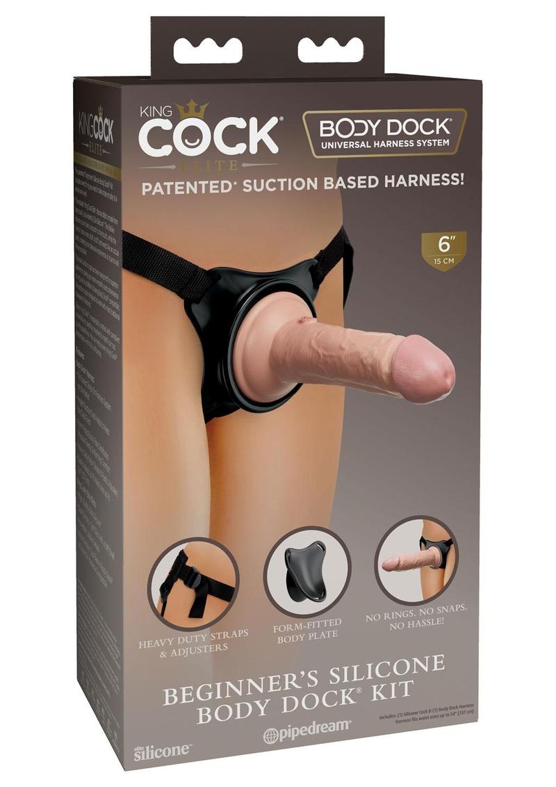 King Cock Beginner's Silicone Body Dock Strap-On Kit with Dildo