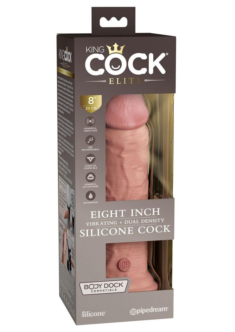 King Cock Elite Dual Density Vibrating Rechargeable Silicone Dildo with Remote Control Dildo