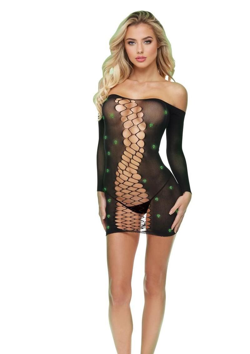 Lapdance Lingerie Diamond Mesh Cutout Minidress - Os