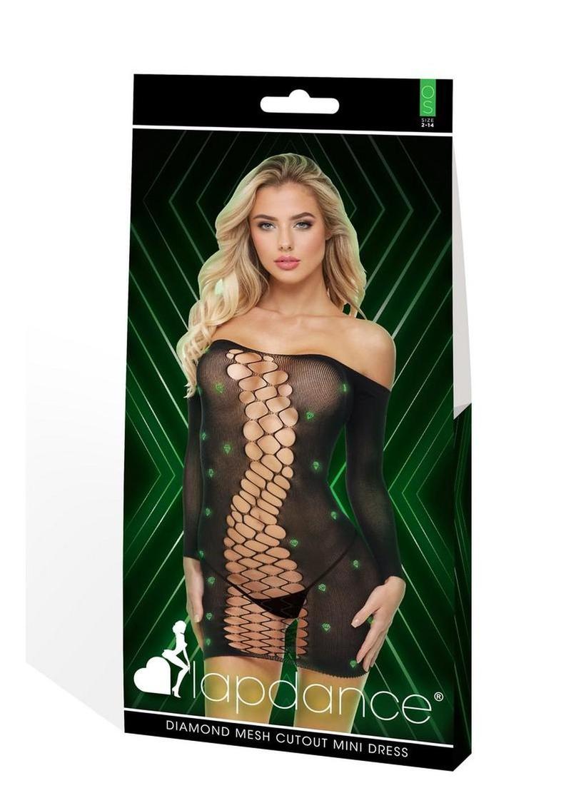 Lapdance Lingerie Diamond Mesh Cutout Minidress - Os