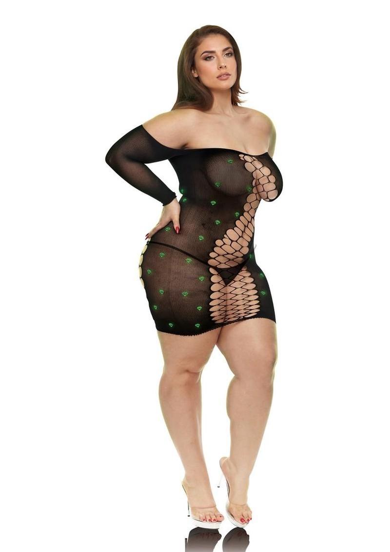 Lapdance Lingerie Diamond Mesh Cutout Minidress - Queen Size