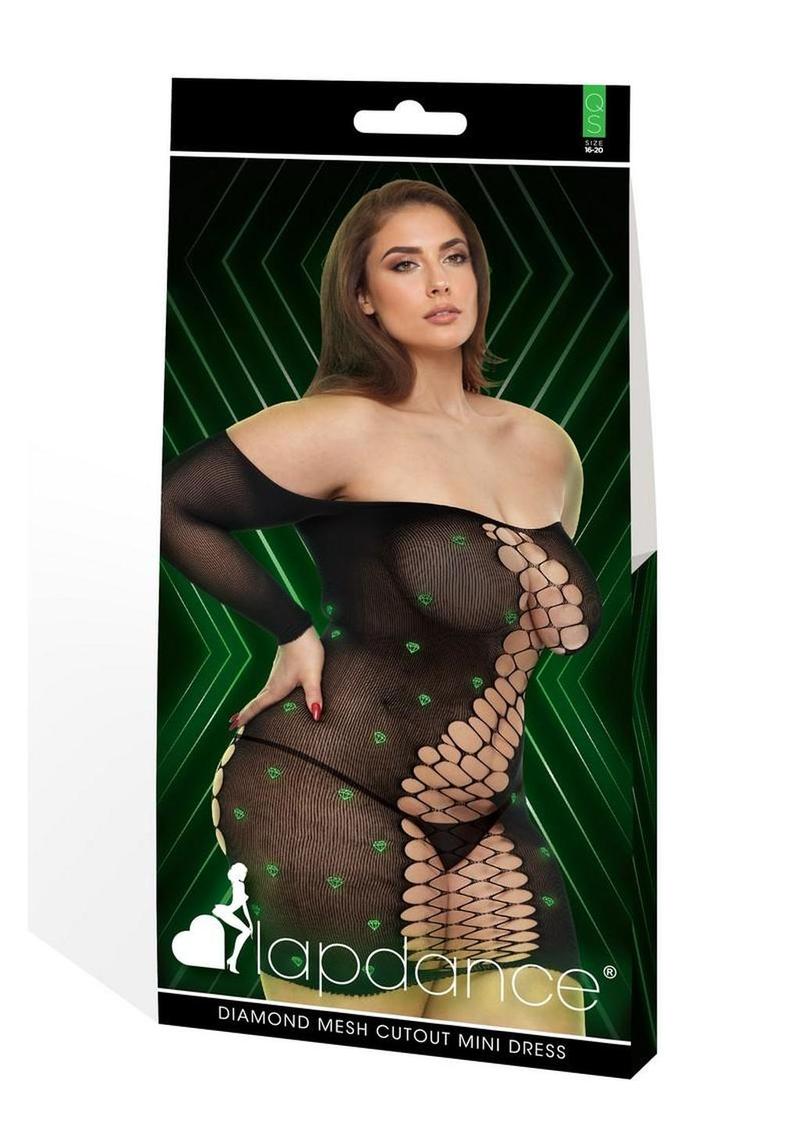 Lapdance Lingerie Diamond Mesh Cutout Minidress - Queen Size