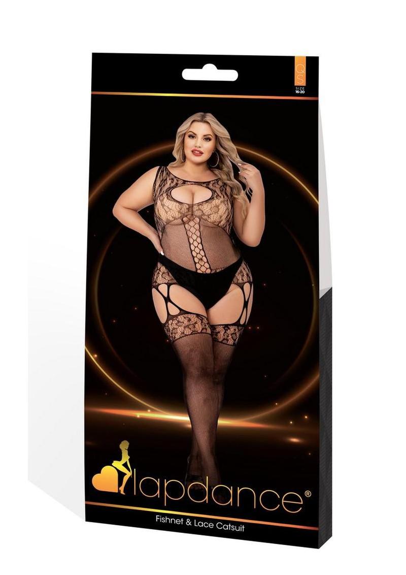 Lapdance Lingerie Fishnet and Lace Catsuit - Queen Size