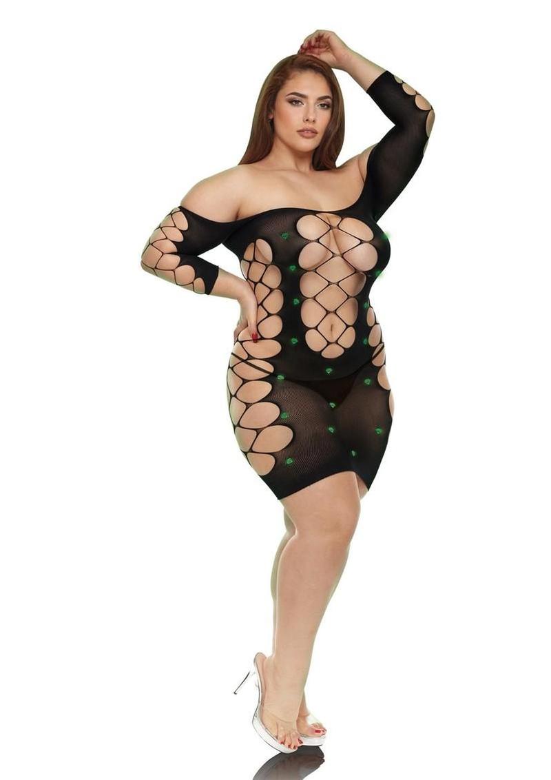 Lapdance Lingerie Glimmer Off The Shoulder Minidress - Queen Size
