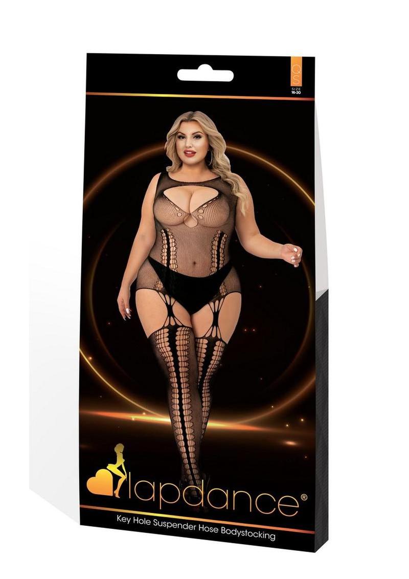 Lapdance Lingerie Keyhole Suspender Hose Bodystocking - Queen Size
