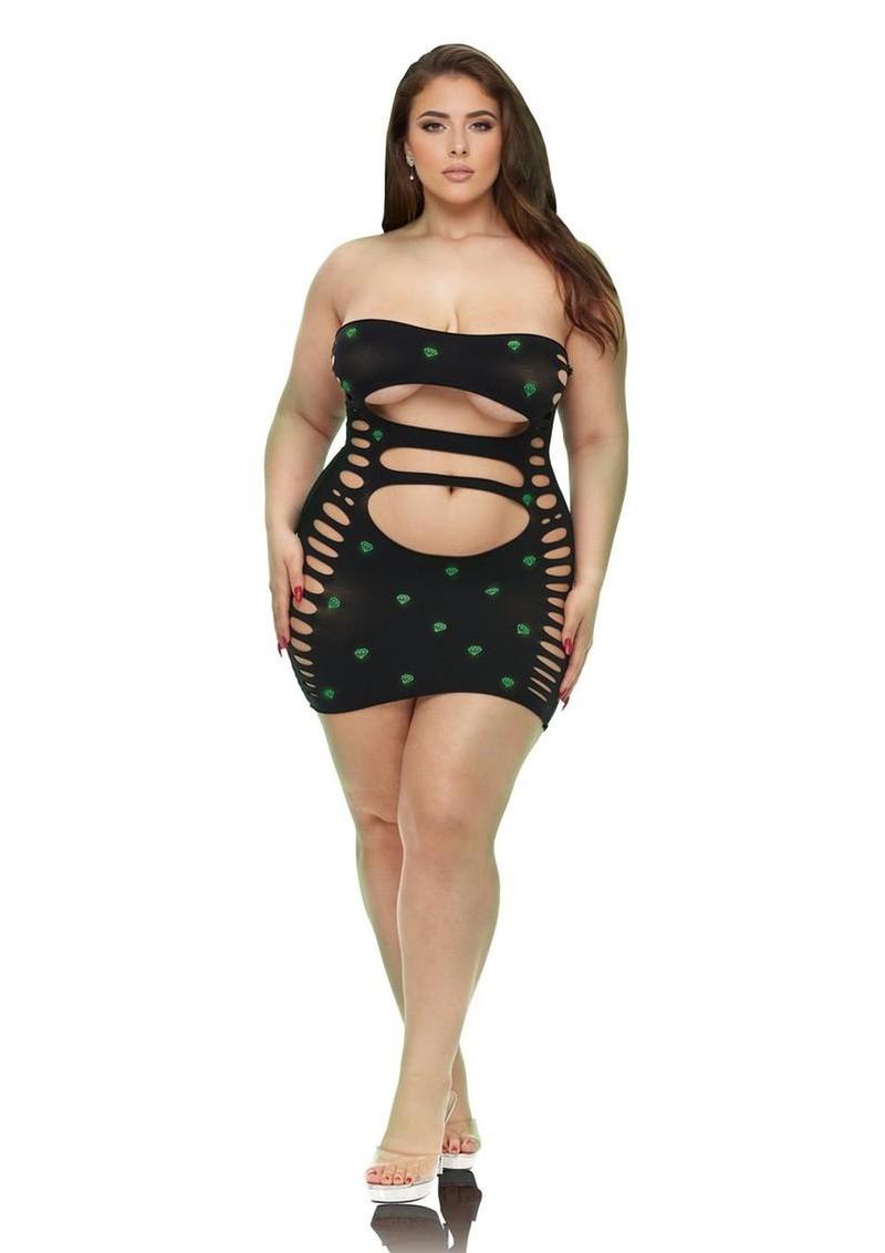 Lapdance Lingerie Midnight Diamond Cutout Mini Dress - Queen Size