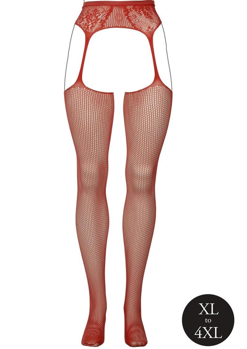 Le Desir Fishnet and Lace Garterbelt Stocking - Queen - Sunset Glow