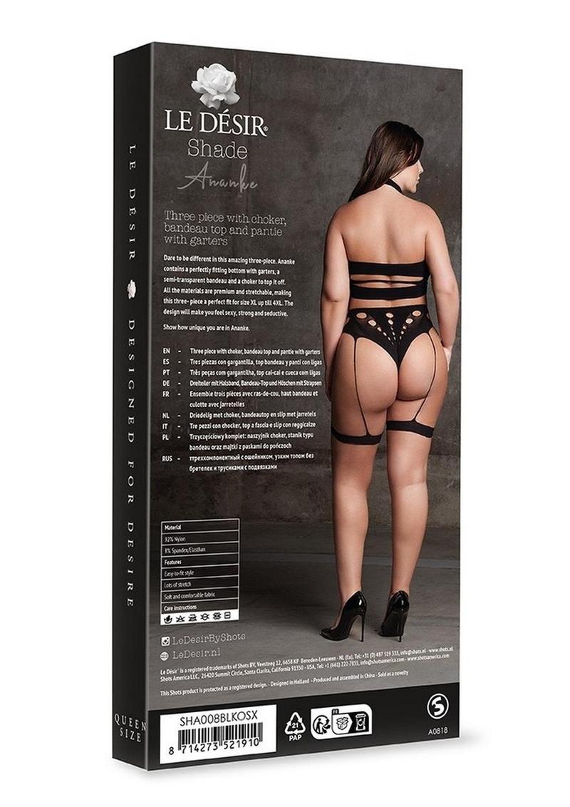 "Le Desir Shade Ananke Xii Three Piece with Choker, Bandeau Top and Pantie with Garters"